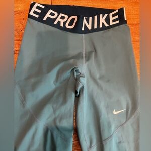Nike Pro Teal Leggings with Dark BLUE Waistband